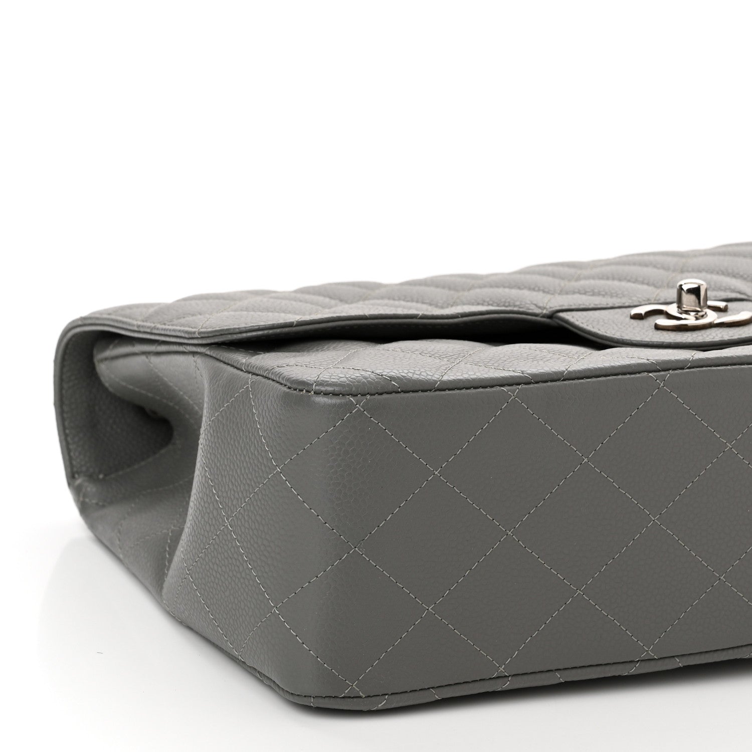 Chanel Caviar Quilted Jumbo Single Flap Grey 9 of 10