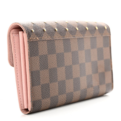 Louis Vuitton Damier Ebene Studded Sarah Wallet NM Rose Ballerine 4 of 24