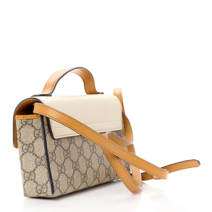 Gucci GG Supreme Monogram New Sakai Calfskin Mini Padlock Top Handle Shoulder Bag Beige Ebony Mystic White Sun Oil 3 of 12
