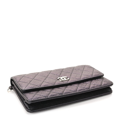 Chanel Iridescent Caviar Quilted Classic Pouch Clutch Black 4 of 10