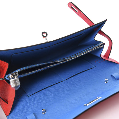 Hermes Epsom Tri-Color Kelly Wallet To Go Rouge De Coeur Rose Extreme Bleu Zanzibar 5 of 10