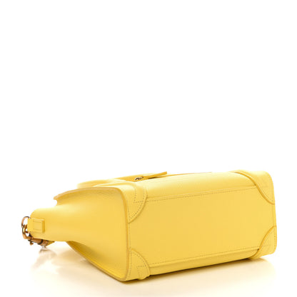 Celine Drummed Calfskin Nano Luggage Citron 4 of 10