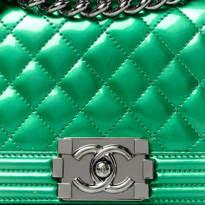 Chanel Metallic Patent Calfskin Quilted Small Boy Flap Green 8 of 15