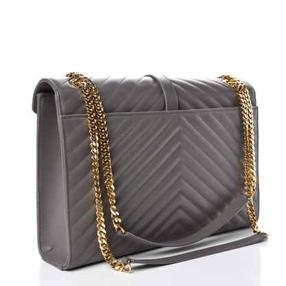 Saint Laurent Smooth Calfskin Matelasse Large Monogram Satchel Fog 3 of 12