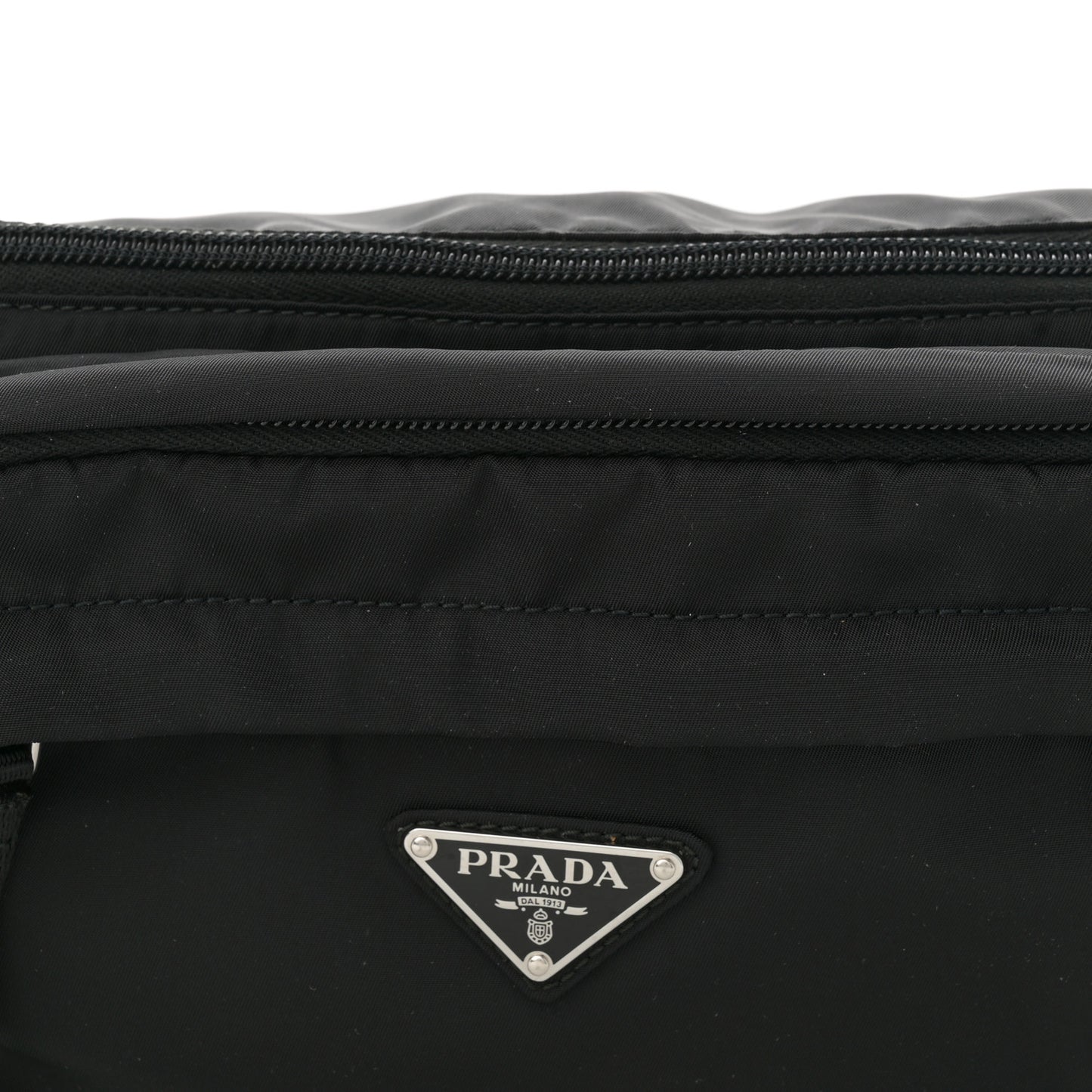Tessuto Nylon Double Pocket Belt Bag Black