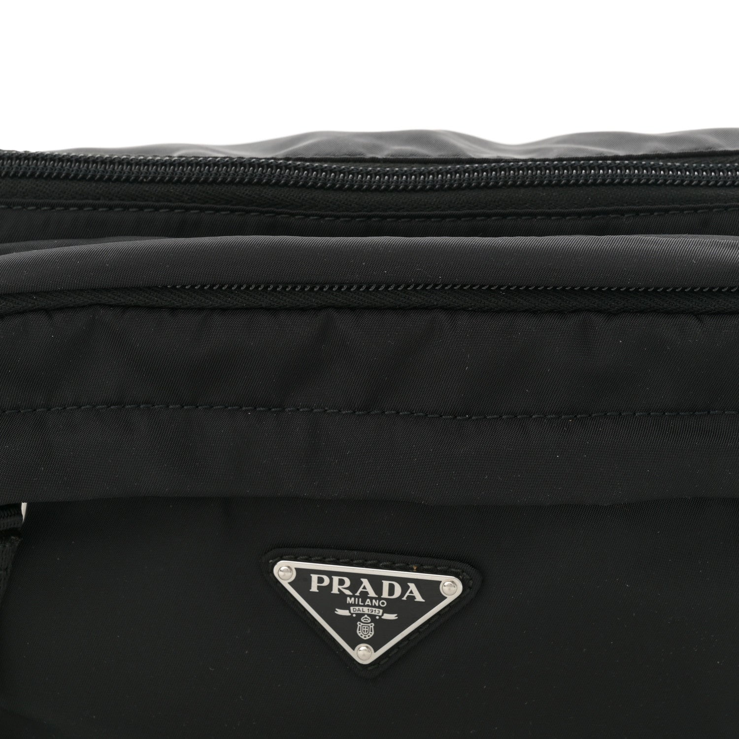 Prada Tessuto Nylon Double Pocket Belt Bag Black 8 of 10
