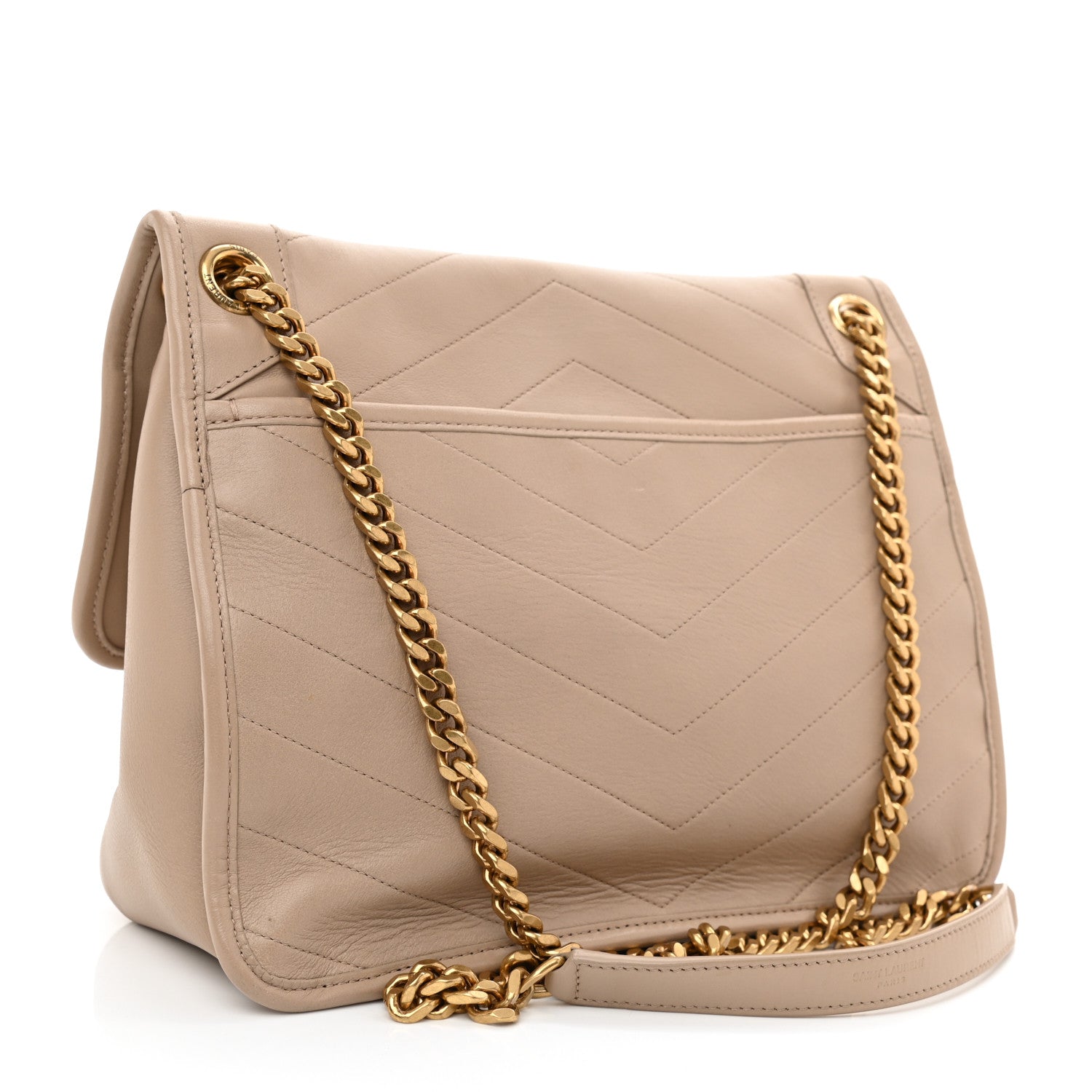 Saint Laurent Lambskin Matelasse Monogram Medium Niki Chain Satchel Dark Beige 3 of 8