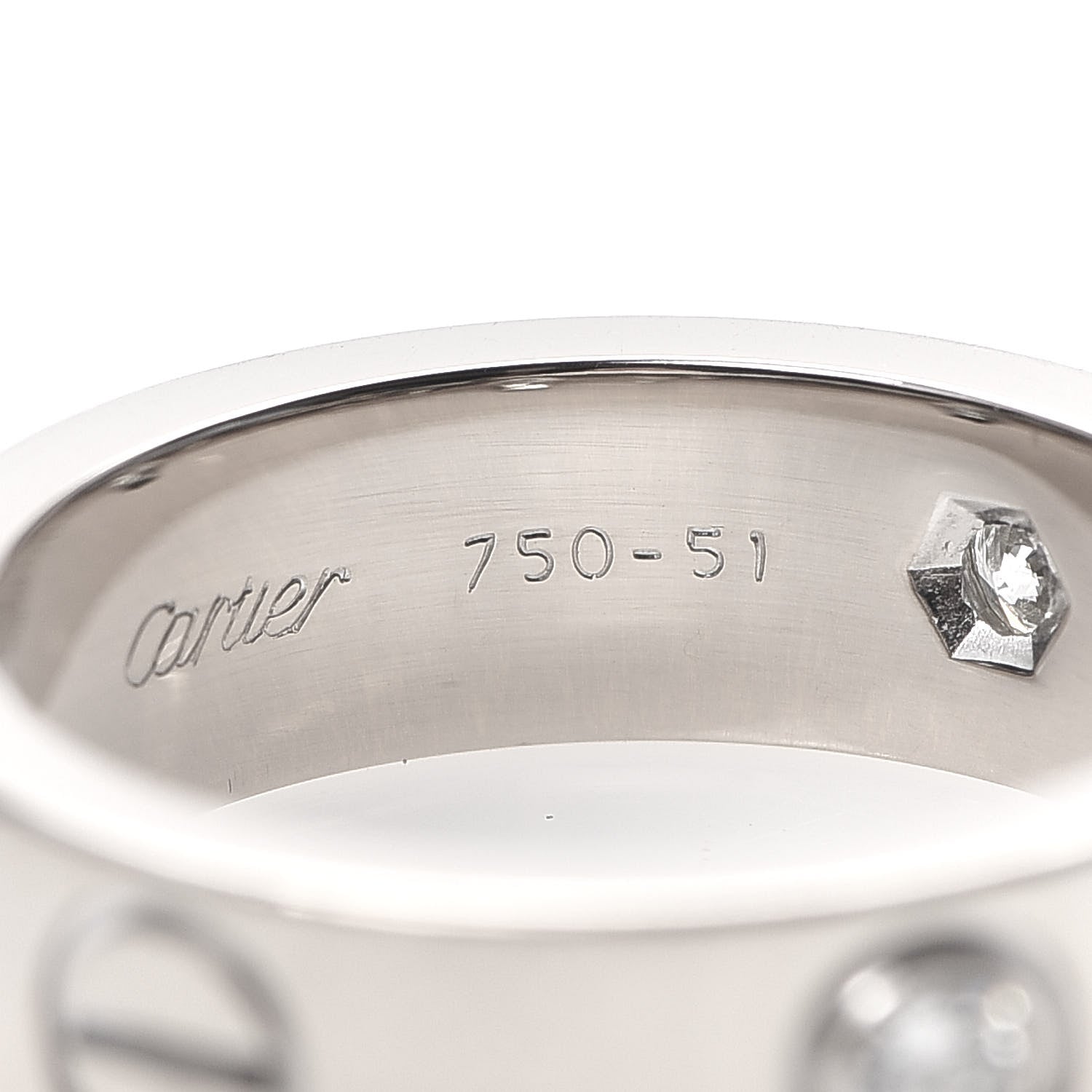 Cartier 18K White Gold 3 Diamond 5.5mm LOVE Ring 51 5.75 5 of 7