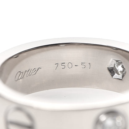 Cartier 18K White Gold 3 Diamond 5.5mm LOVE Ring 51 5.75 5 of 7