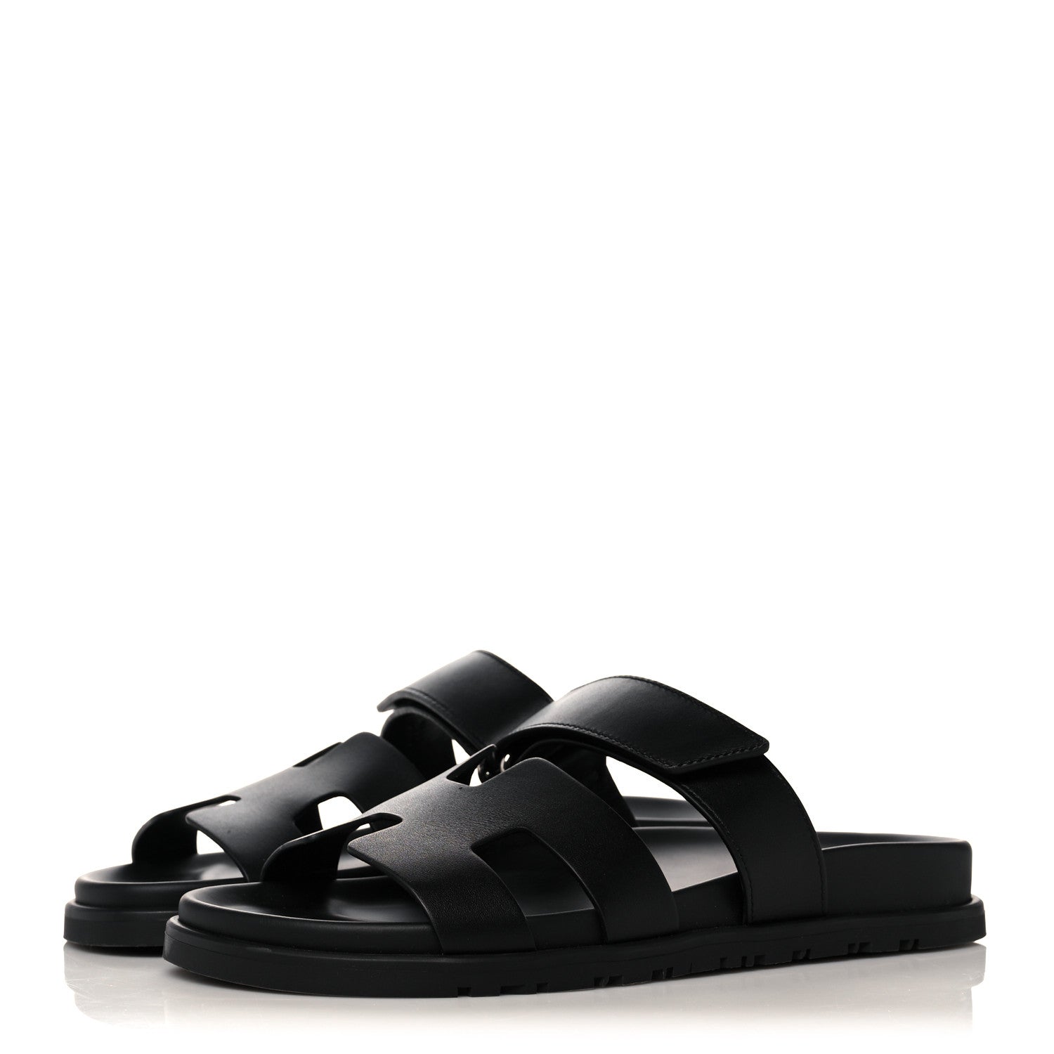 Hermes Calfskin Womens Chypre Sandals 38 Black 3 of 11