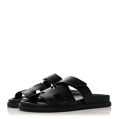 Hermes Calfskin Womens Chypre Sandals 38 Black 3 of 11