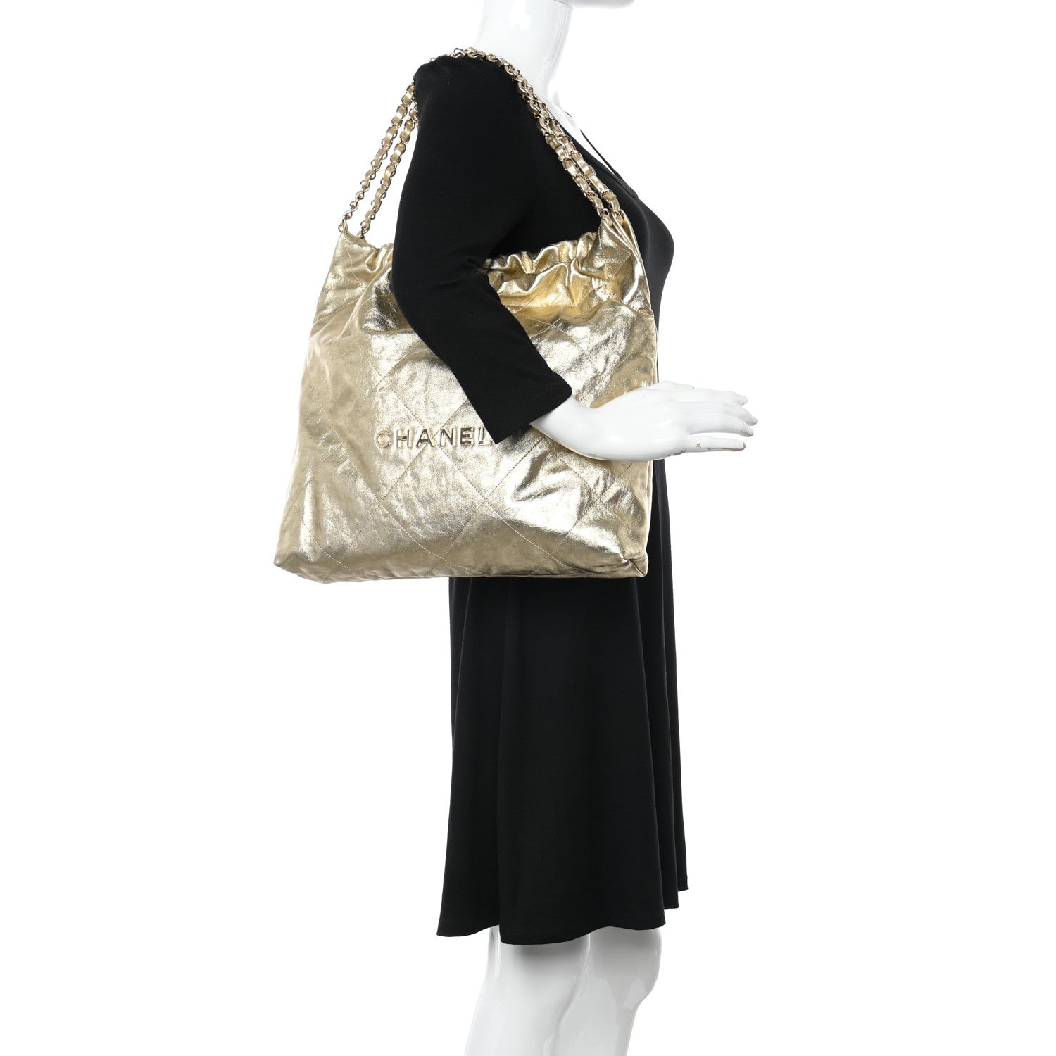Chanel Metallic Calfskin Quilted Chanel 22 Golden 2 of 10