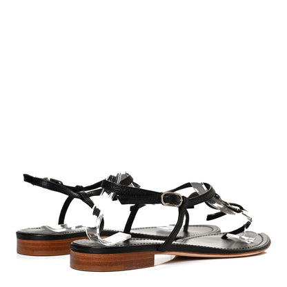 Chanel Calfskin CC Thong Sandals 38 Black 4 of 11