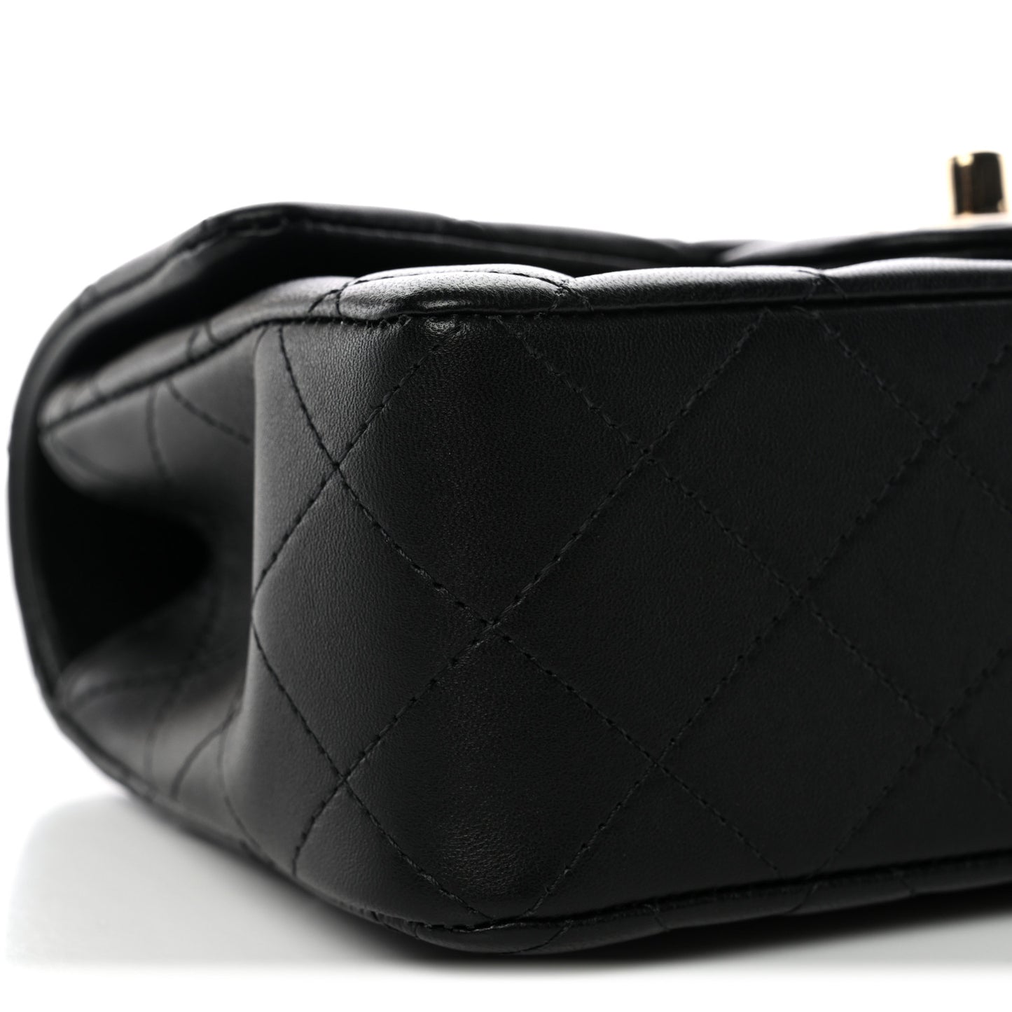 Lambskin Quilted Mini Top Handle Rectangular Flap Black