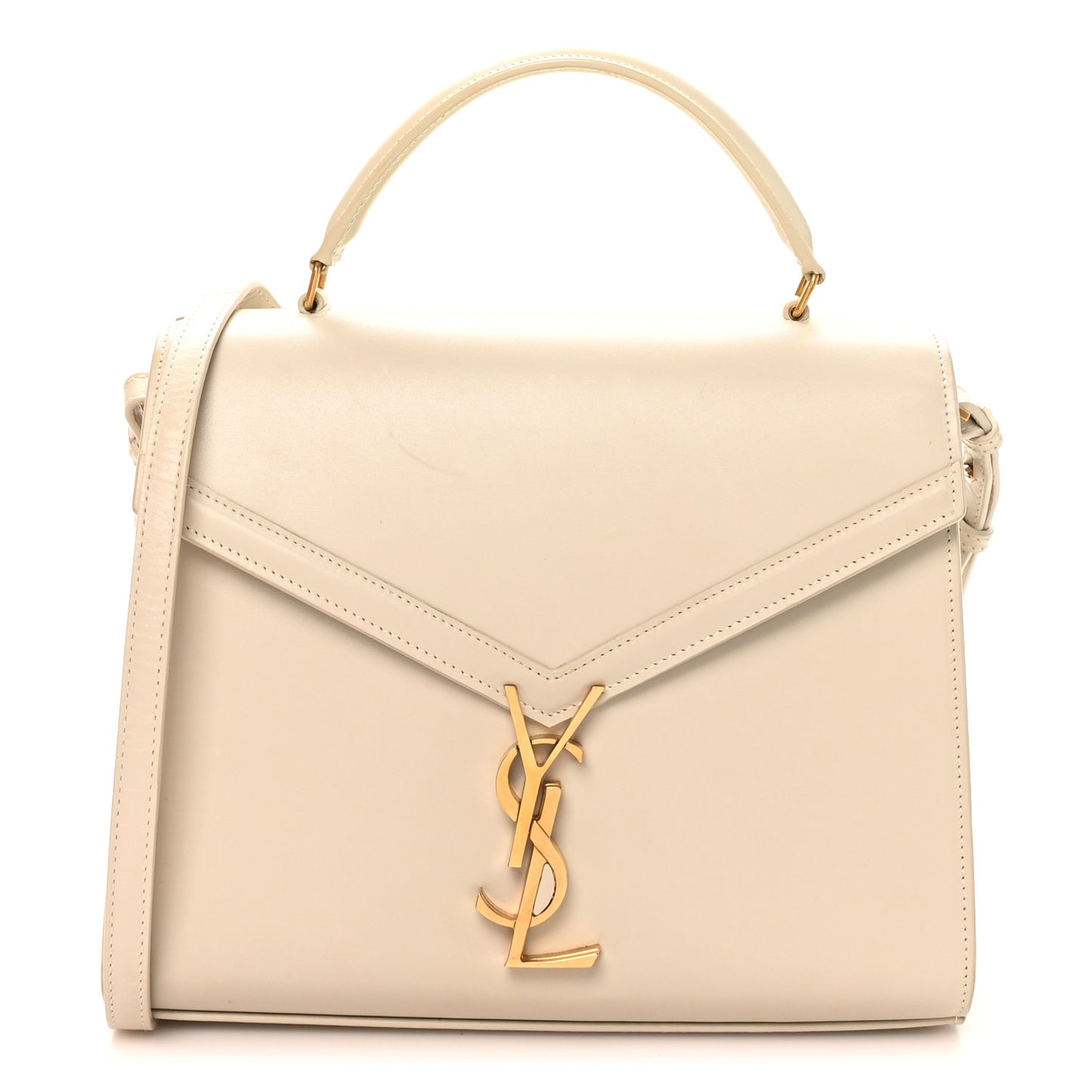 Smooth Calfskin Medium Classic Monogram Cassandra Top Handle Crema Soft Rouge Legion