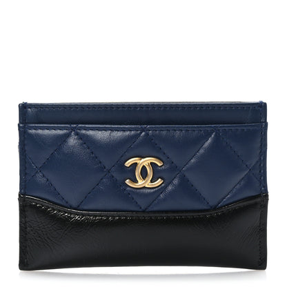 Chanel Aged Calfskin Quilted Gabrielle Card Holder Wallet Navy Black 1 of 9