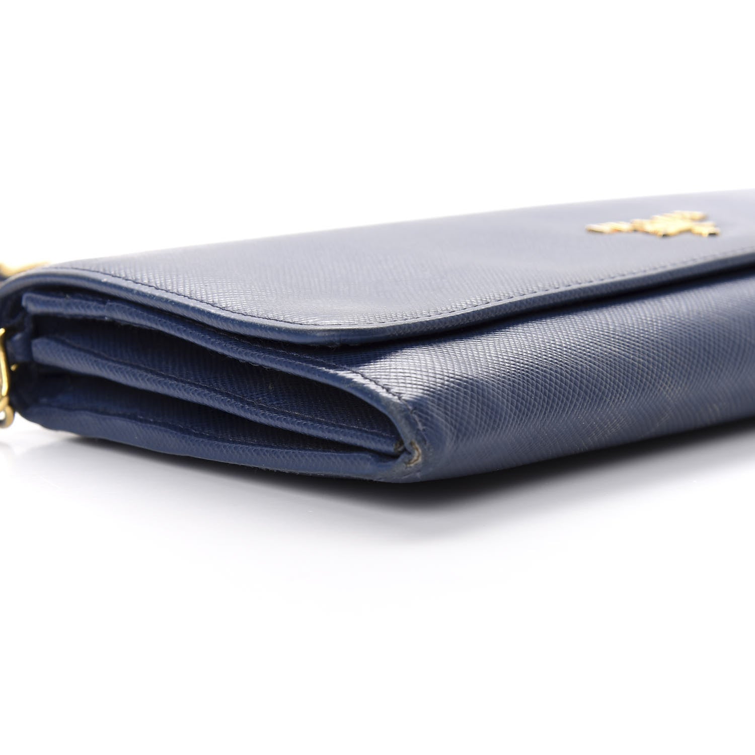 Prada Saffiano Metal Oro Chain Wallet Bleuette 8 of 12