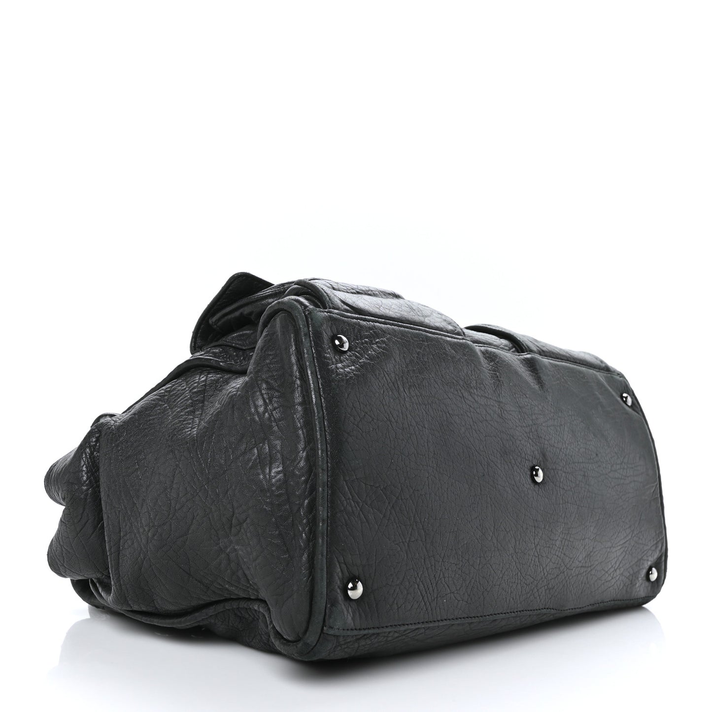Distressed Lambskin Quilted Le Marais Front Pocket Bowling Bag Black