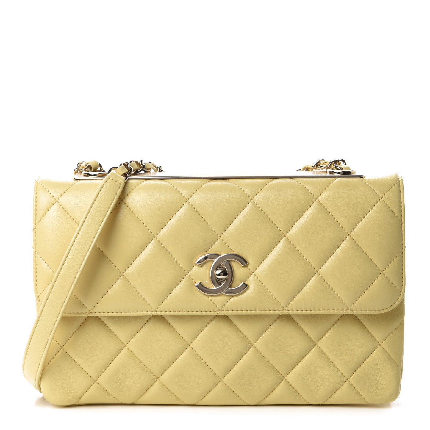 Lambskin Quilted Medium Trendy CC Flap Yellow