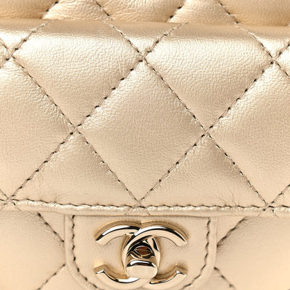Chanel Metallic Lambskin Quilted CC In Love Heart Waist Belt Bag With Chain Gold 10 of 11