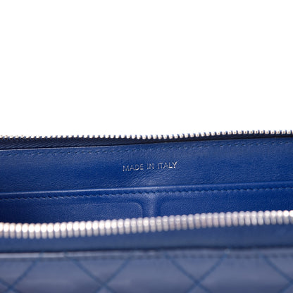 Chanel Patent Calfskin Quilted Large Gusset Zip Around Wallet Blue 7 of 9