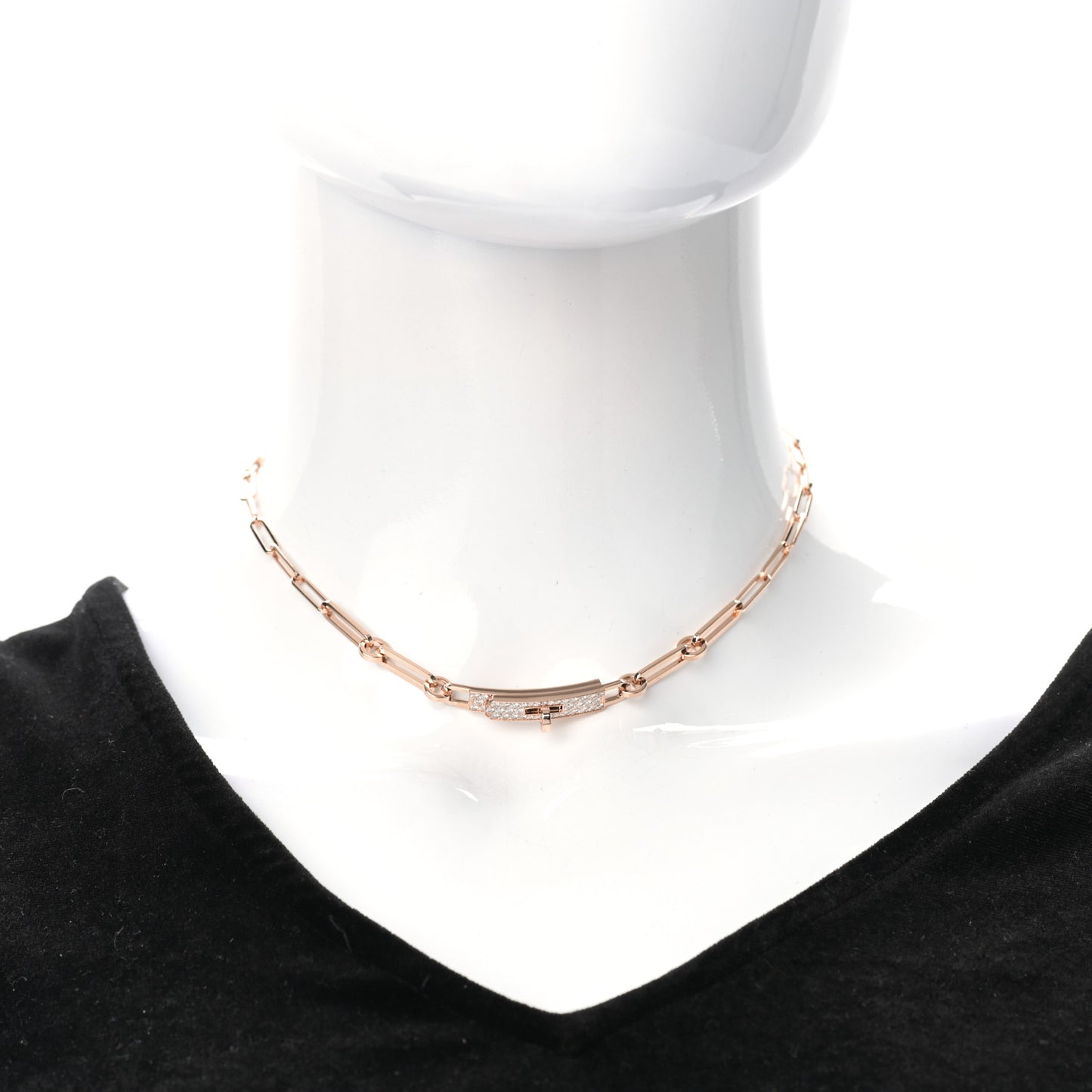 18K Rose Gold Diamond Pave Kelly Chaine Choker Necklace