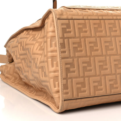 Fendi Vitello Cristallo Nature Wicker FF 1974 Embossed Large Runaway Shopper Tote Makeup 9 of 10