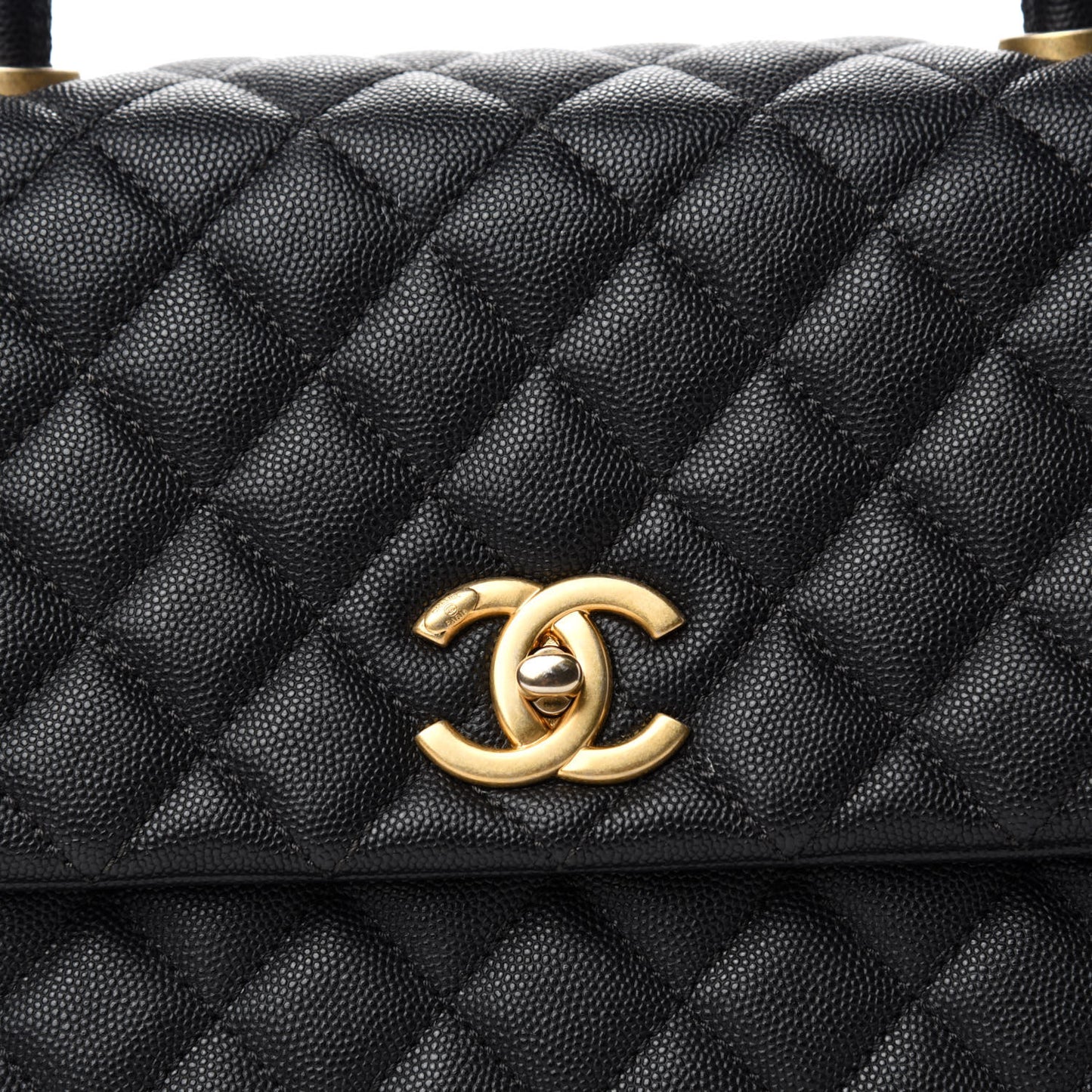 Caviar Quilted Medium Coco Handle Flap Black