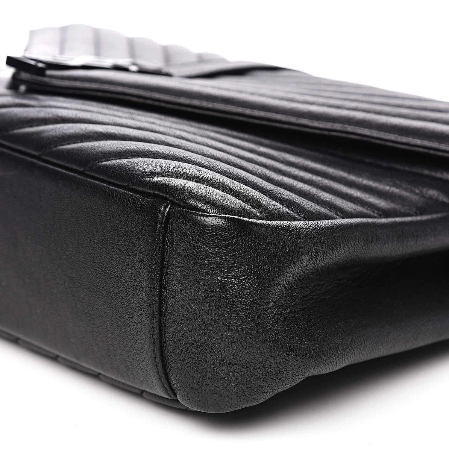 Saint Laurent Sheepskin Matelasse Chevron Monogram Monochrome Large College Satchel Black 11 of 14