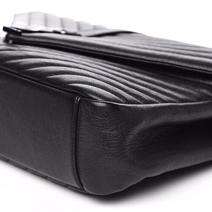 Saint Laurent Sheepskin Matelasse Chevron Monogram Monochrome Large College Satchel Black 11 of 14