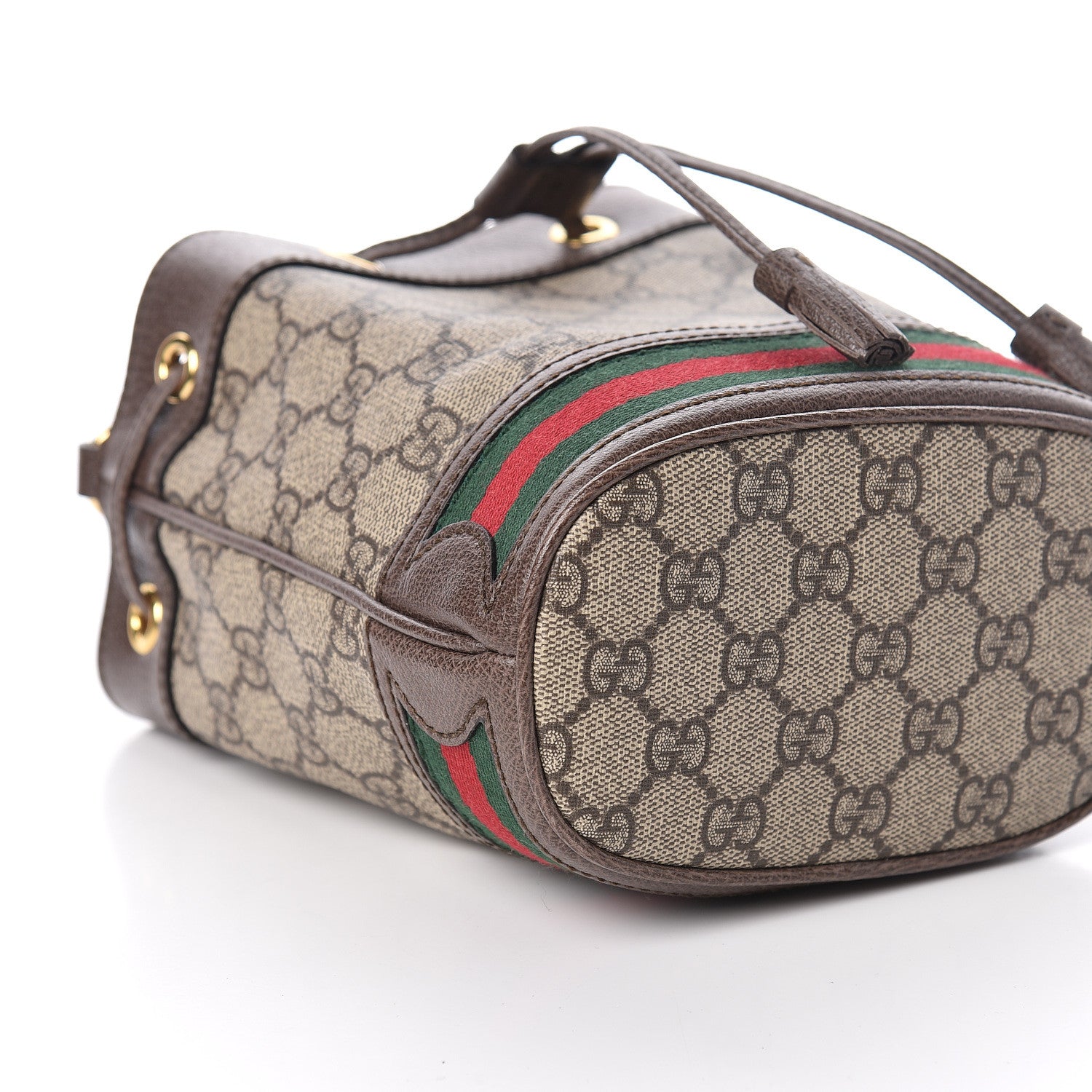 Gucci GG Supreme Monogram Web Mini Ophidia Bucket Bag Brown 5 of 11