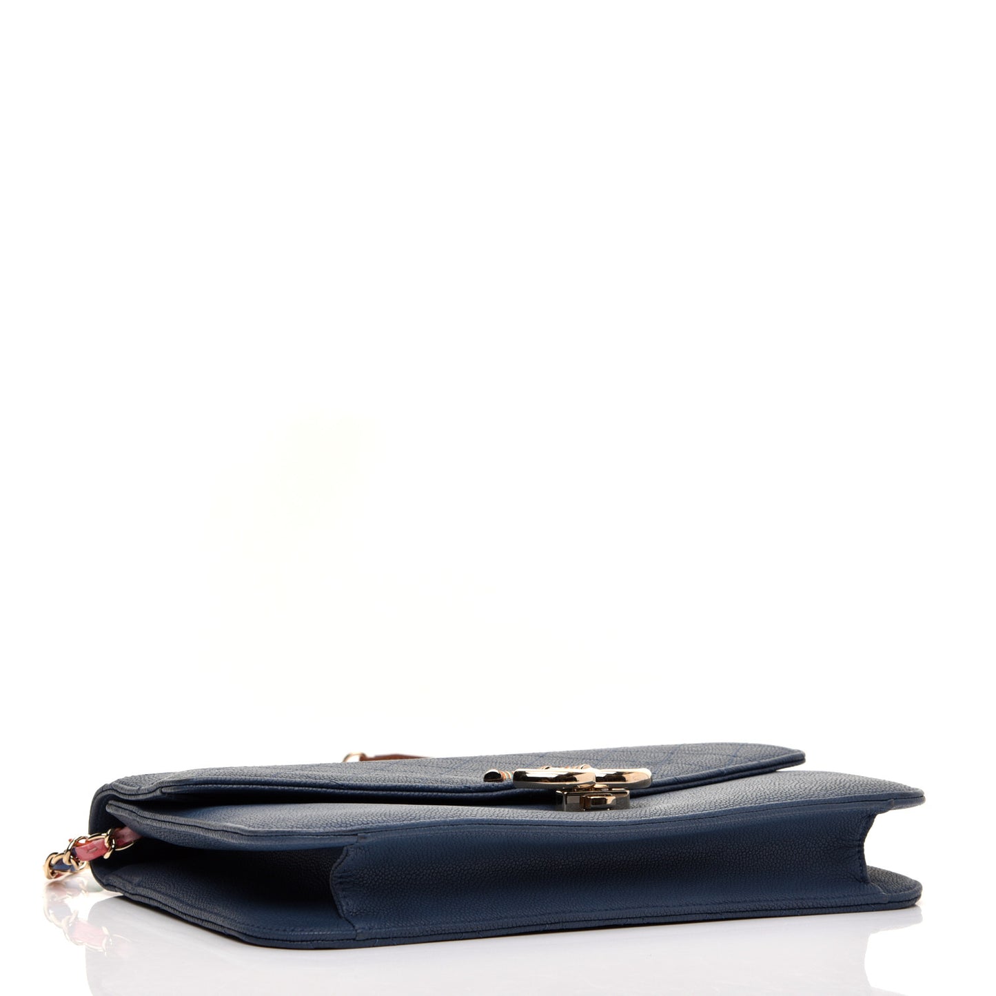Grained Calfskin Quilted Cuba Flap Blue