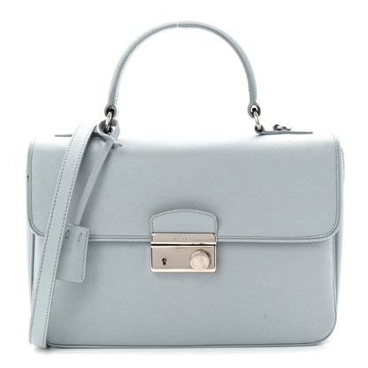 Prada Saffiano Lux Sound Top Handle Light Blue 1 of 17