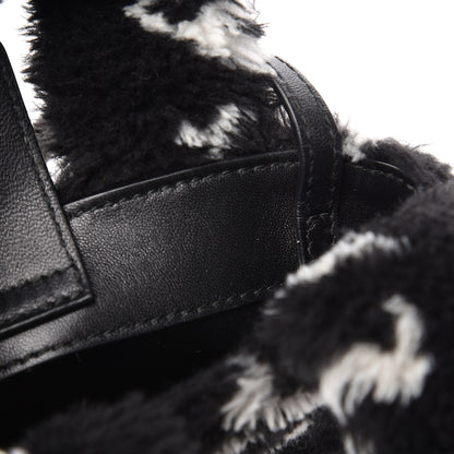 Balenciaga Faux Fur Diagonal Logo Everyday Phone Holder Tote Black White 9 of 11