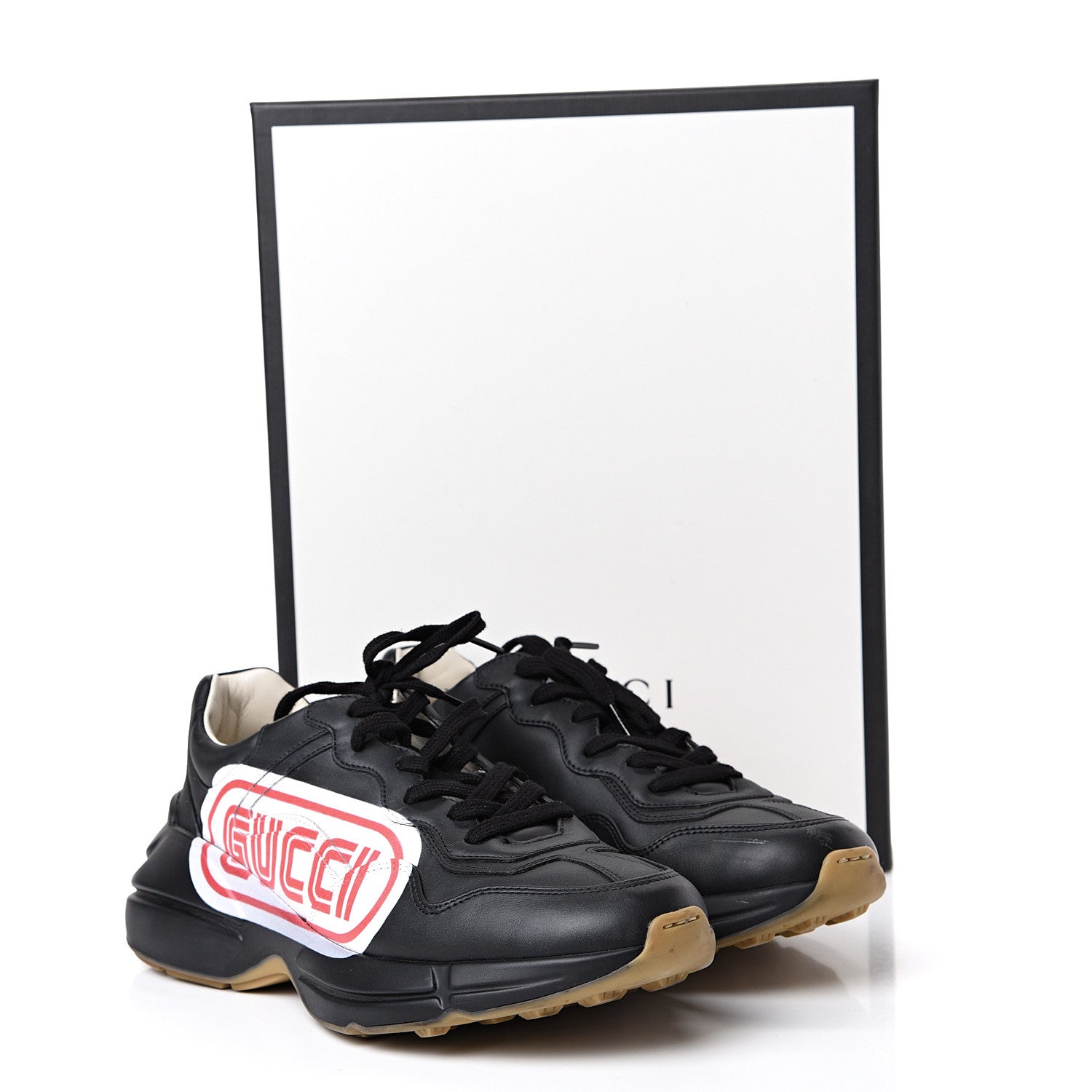 Gucci X SEGA Calfskin Logo Mens Rhyton Sneakers 8 Black 15 of 15