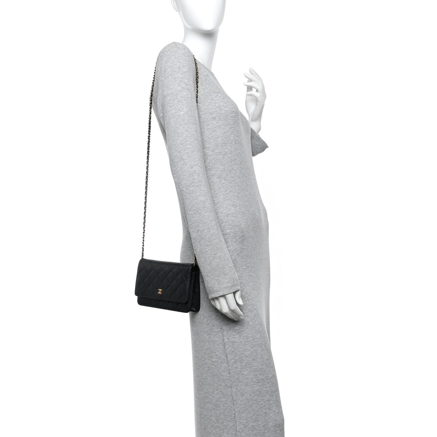 Caviar Quilted Wallet On Chain WOC Black