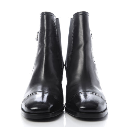 Chanel Calfskin Patent Cap Toe Short Boots 40.5 Black 2 of 8
