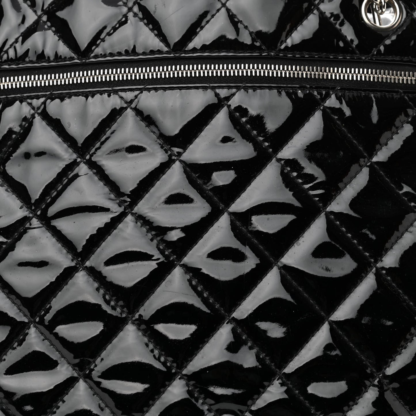 Patent Quilted Chic and Glitter Large Tote Black