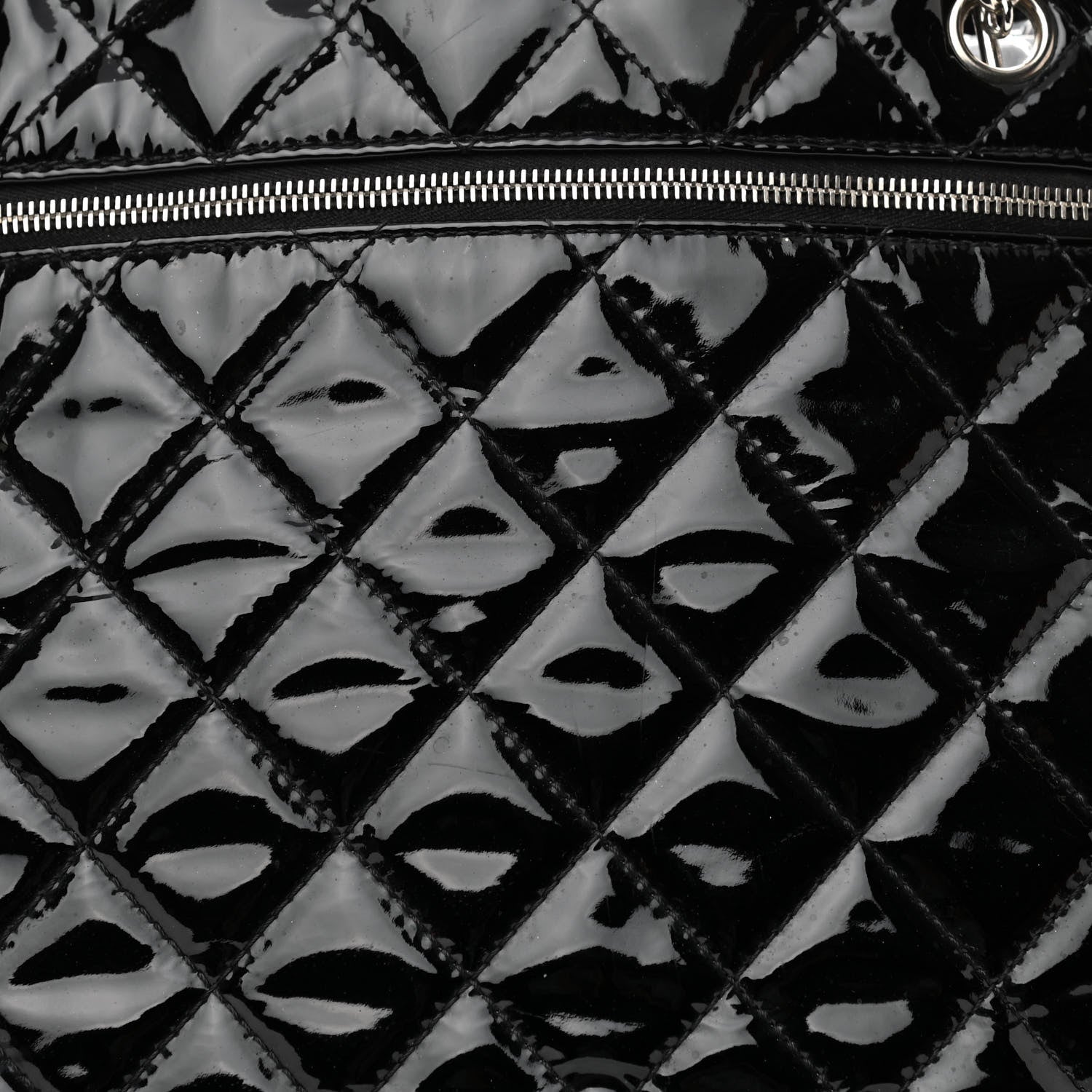 Chanel Patent Quilted Chic and Glitter Large Tote Black 7 of 9