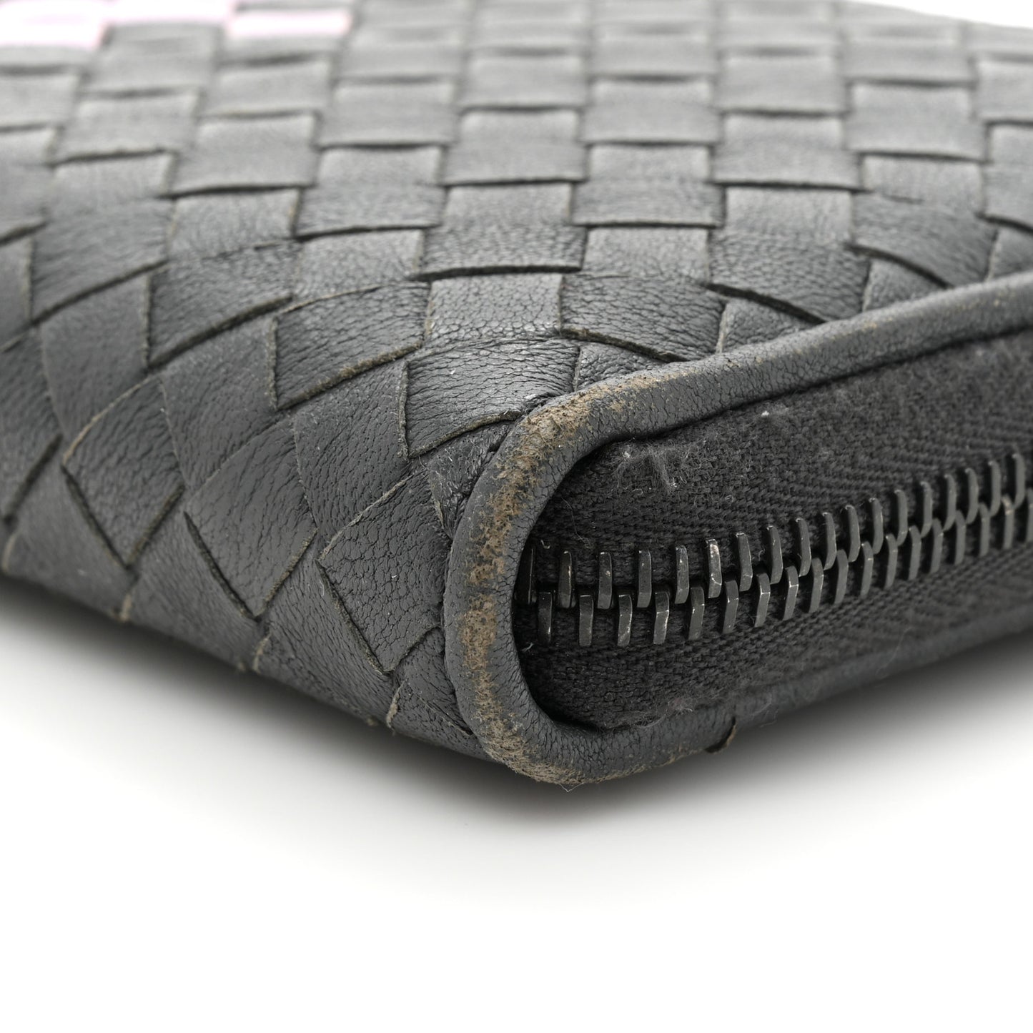 Nappa Intrecciato Zip Around Wallet Grey Multicolor