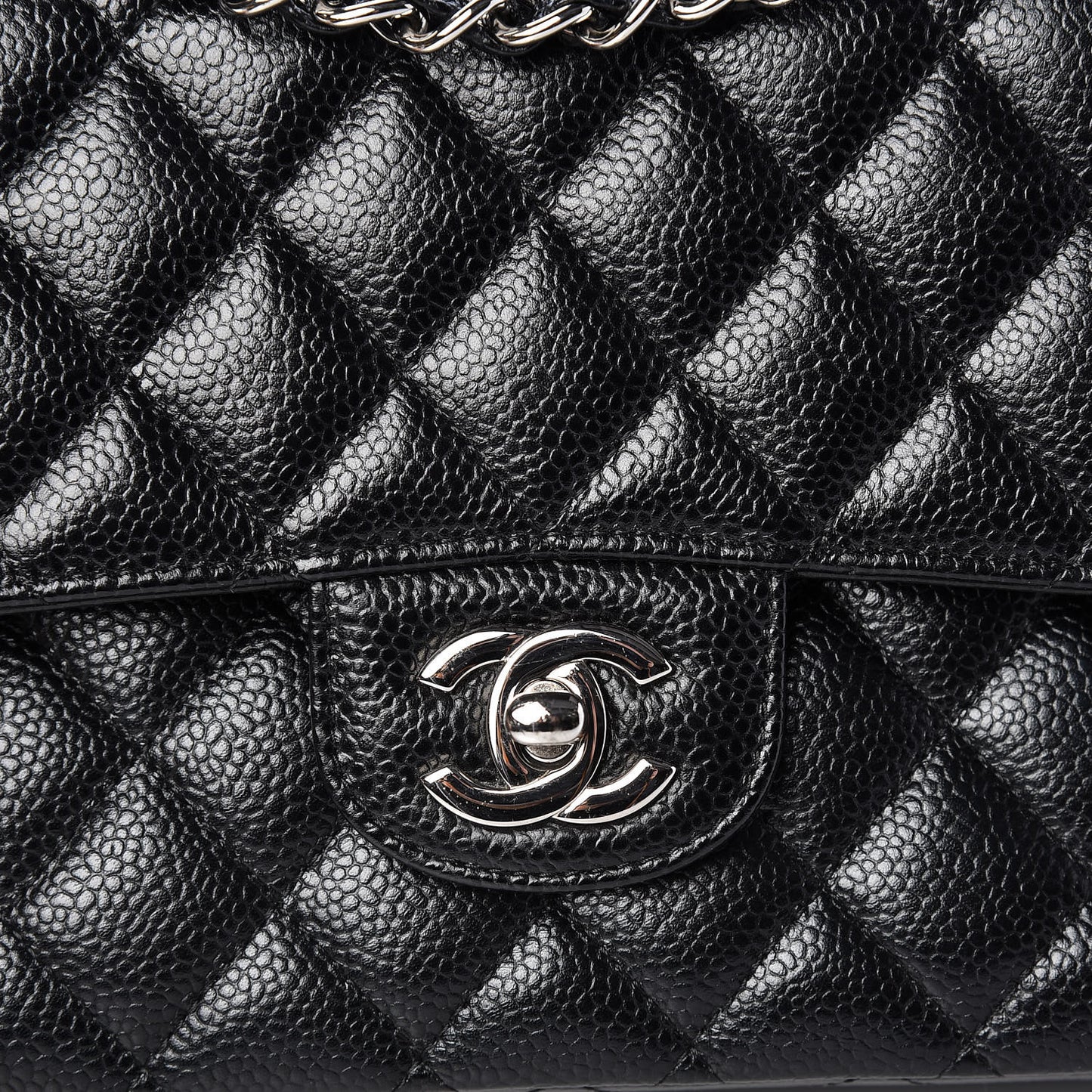 Caviar Quilted Medium Double Flap Black