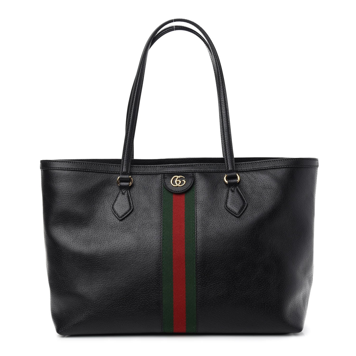 Gucci Textured Calfskin Web Medium Ophidia Shopping Tote Black 1 of 10