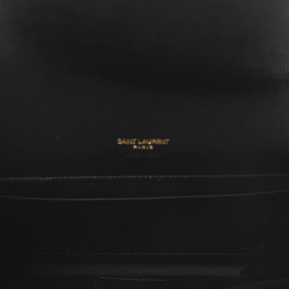 Saint Laurent Grain De Poudre Matelasse Chevron Monogram Envelope Clutch Black 4 of 10