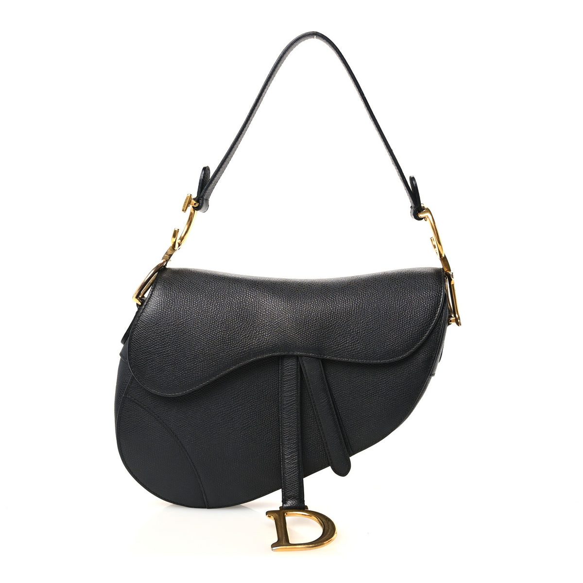 Grained Calfskin Saddle Bag Black