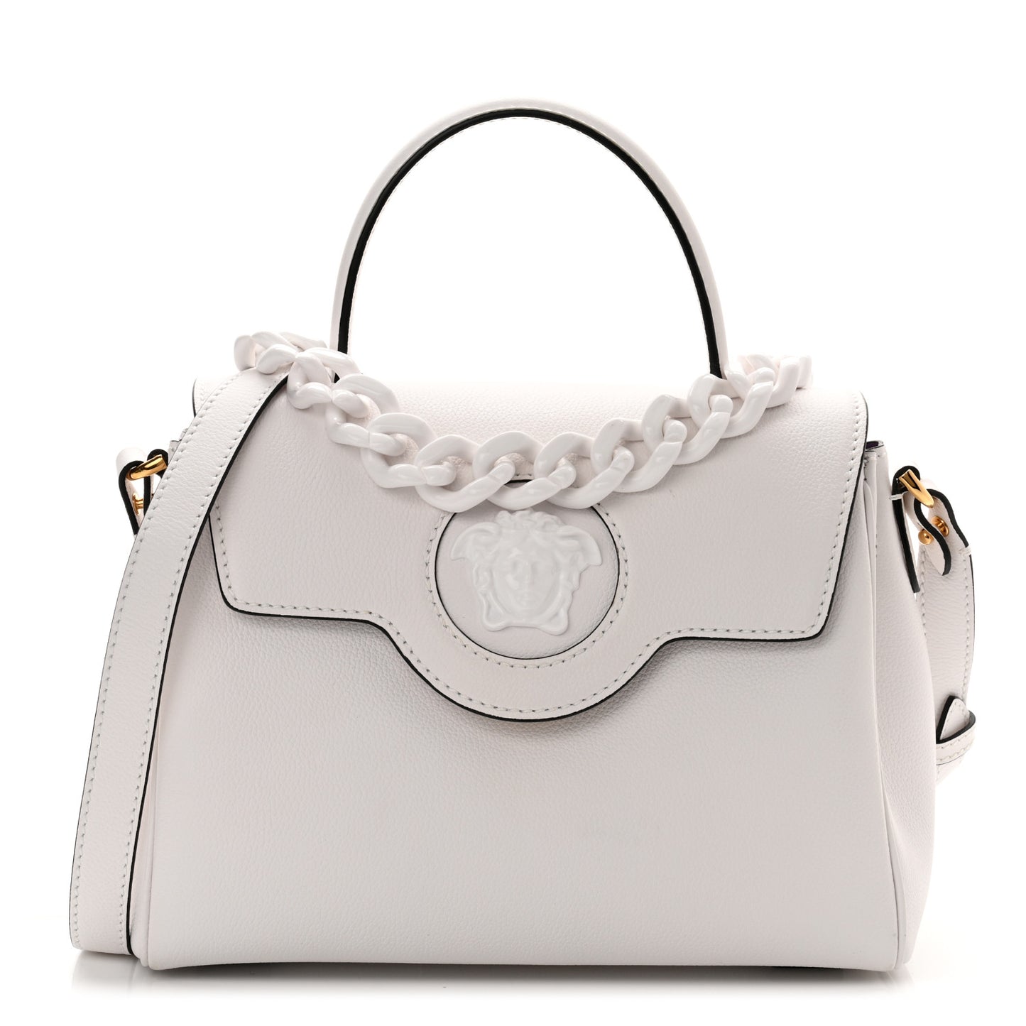 Calfskin Medium La Medusa Top Handle Handbag Optical White