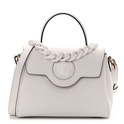 Versace Calfskin Medium La Medusa Top Handle Handbag Optical White 1 of 10