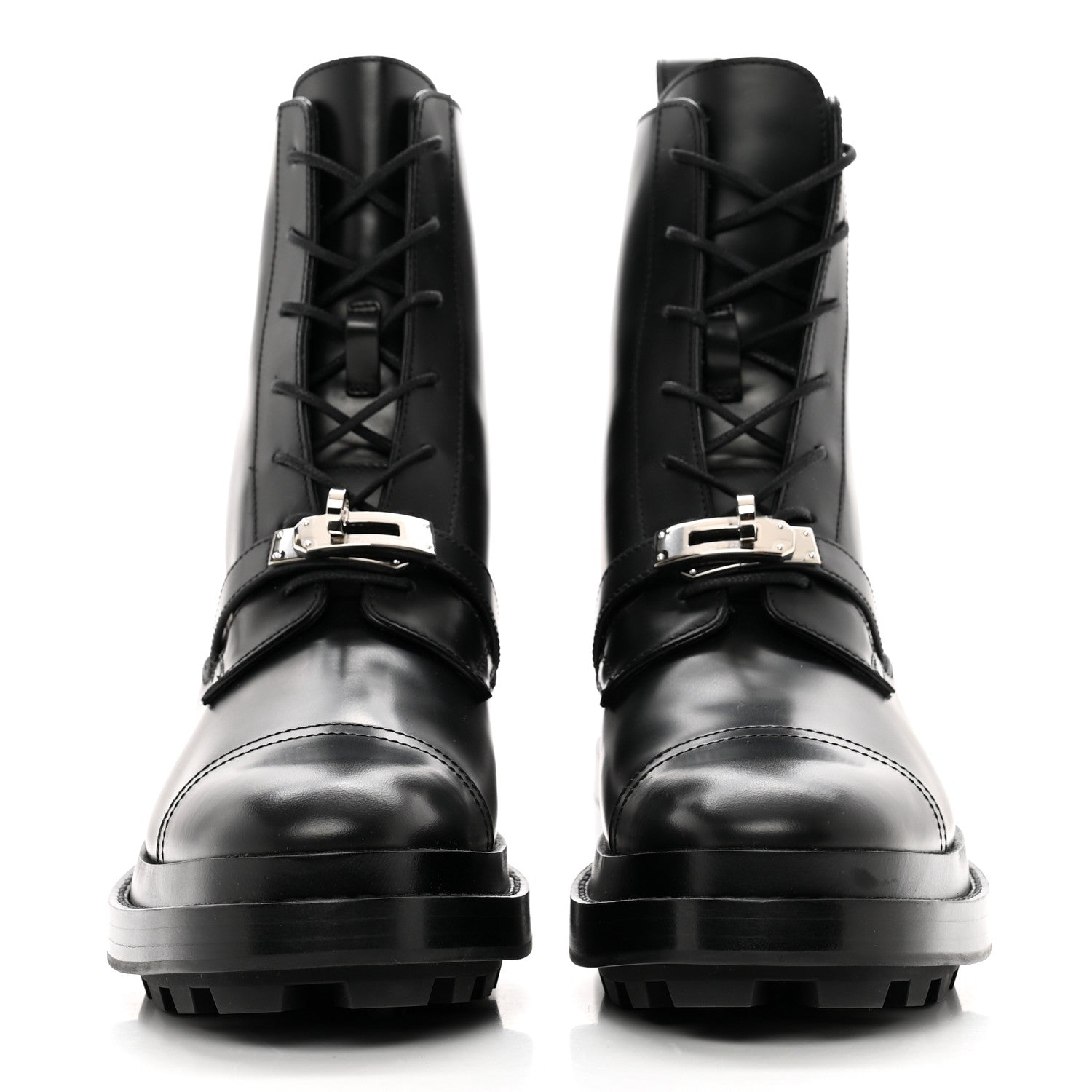 Hermes Glossed Calfskin Funk Ankle Boots 38 Black 2 of 9