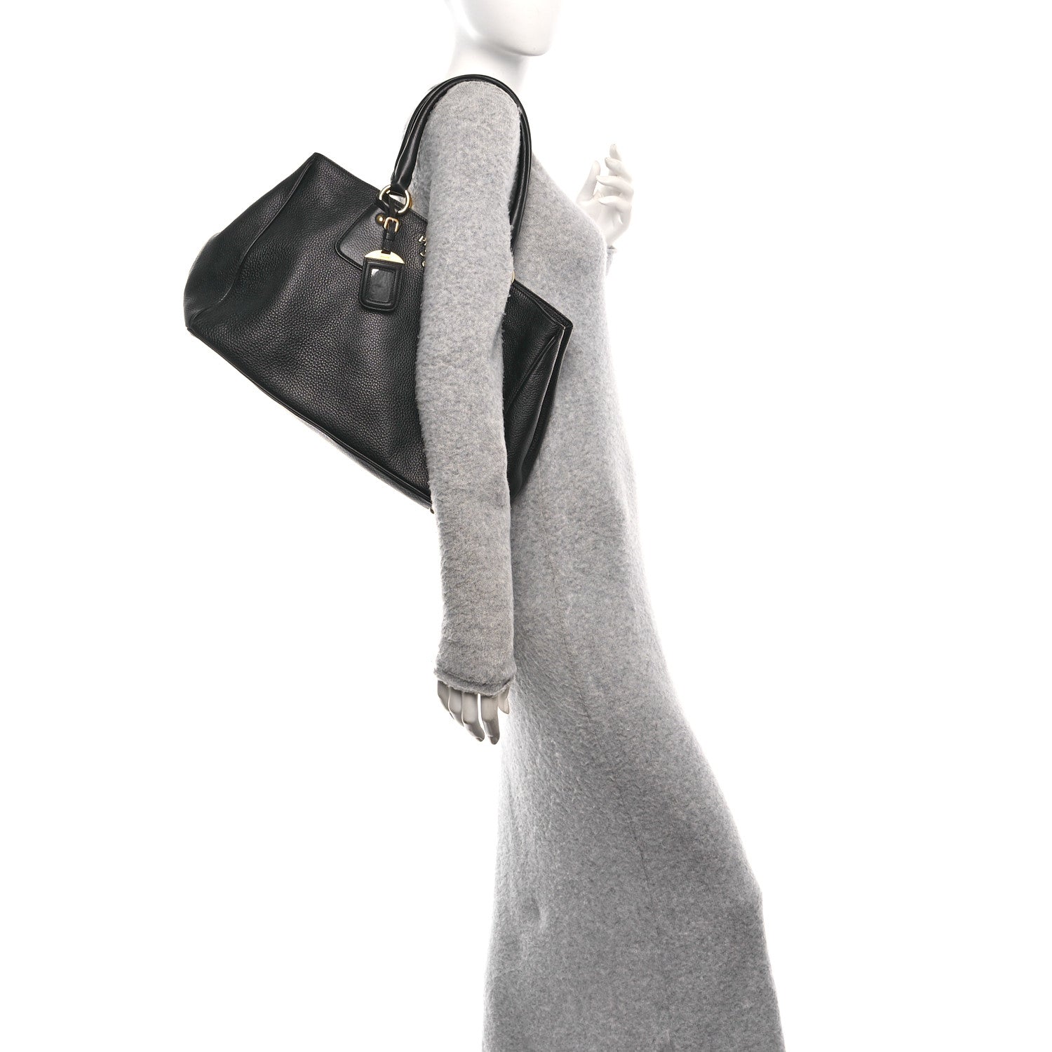 Prada Vitello Daino Tote Black 2 of 9