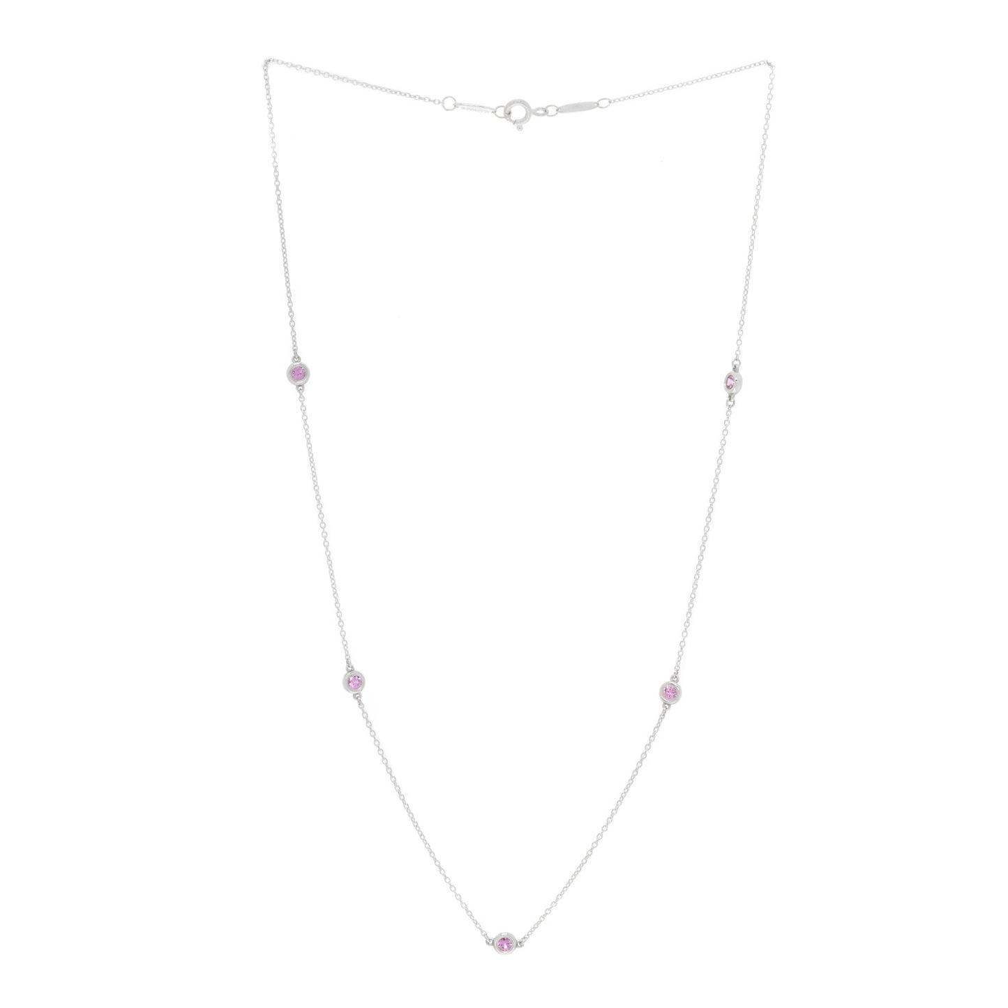 Sterling Silver Pink Sapphire Elsa Peretti Color By The Yard 5 Station Necklace
