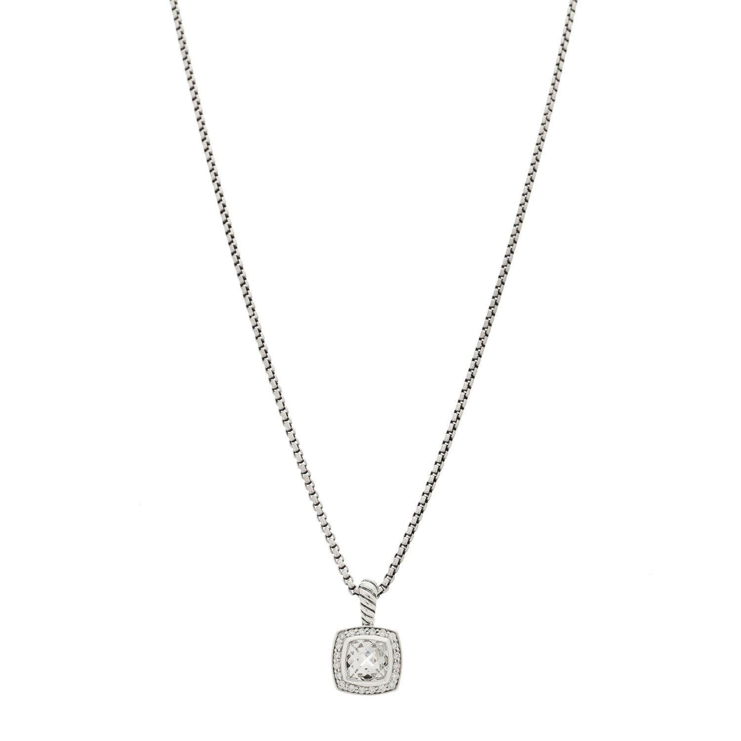 David Yurman Sterling Silver Diamond Whit Topaz 7mm Petite Albion Pendant Necklace 1 of 6